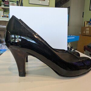 Anyi Lu Women’s Black Patent Leather Tortoise Shell Emily‎ Pumps Size 7.5